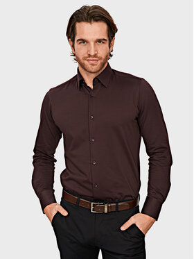 Evenemen Evenemen Koszula Stickat Brązowy Slim Fit