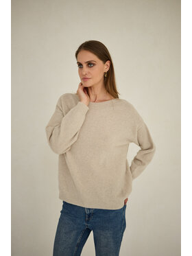 Entelier Entelier Sweter dekolt łódka Beżowy Relaxed Fit