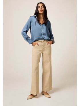 Oltre Oltre Pantaloni di tessuto P726R008641N022 Crema Baggy Fit