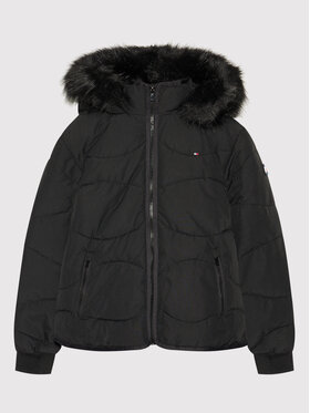 Tommy Hilfiger Tommy Hilfiger Pūkinė striukė Tonal Fur KG0KG05970 D Juoda Regular Fit