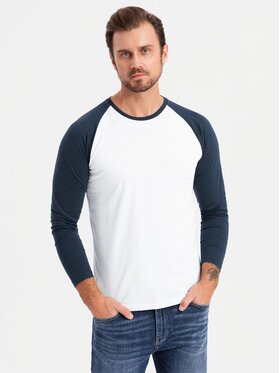 Ombre Ombre Longsleeve OM-LSCL-0105 Granatowy Regular Fit