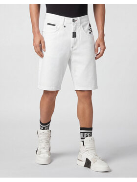 PHILIPP PLEIN PHILIPP PLEIN Džínové šortky 31801 Bílá Loose Fit