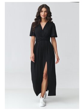 Makadamia Makadamia Sukienka codzienna M929 Czarny Loose Fit
