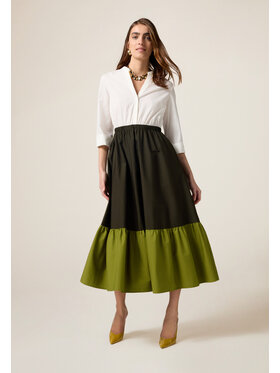 Oltre Oltre Vestito elegante 7700R004808N0S5 Verde Flared Fit