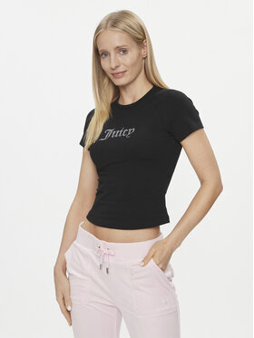 Juicy Couture Juicy Couture Póló Shrunken Diamante JCMCT223257 Fekete Slim Fit