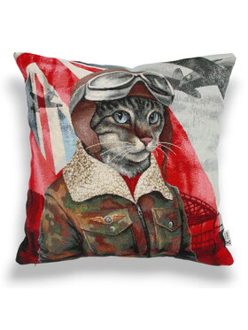 Mental Ether Mental Ether Poduszka dekoracyjna Pilot z kotem Czerwony