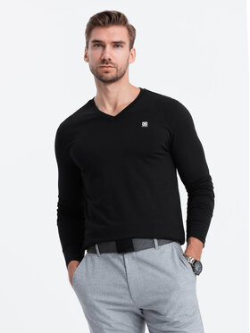 Ombre Ombre Longsleeve OM-LSCL-0110 Czarny Regular Fit