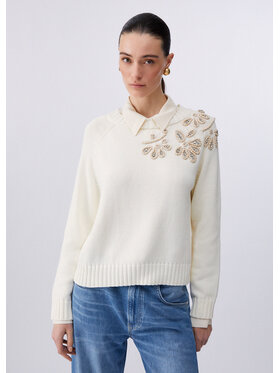 Liu Jo Liu Jo Sweter WA6219MA97P10701 Kremowy Regular Fit