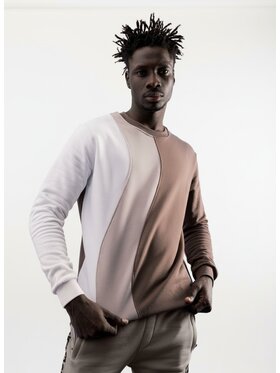 Good Luck Good Luck Bluza tonalna diagonal bawełniana 103833 Beżowy Regular Fit