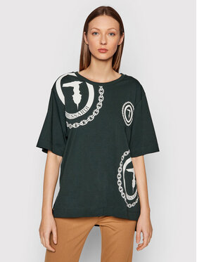 Trussardi Trussardi Marškinėliai Logo Print 56T00413 Žalia Oversize