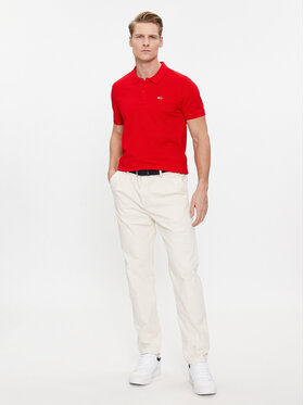 Tommy Jeans Polo Majica DM0DM18312 Rdeča Slim Fit