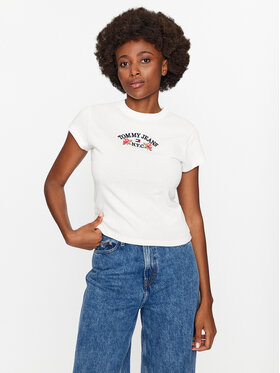Tommy Jeans Tommy Jeans Póló Bby Floral Flag DW0DW16449 Fehér Slim Fit