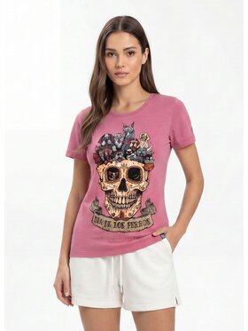 PITBULL PITBULL T-Shirt DIA DE LOS PERROS Różowy Regular Fit