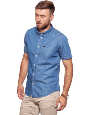 Lee Lee Koszula BUTTON DOWN SS Niebieski Regular Fit