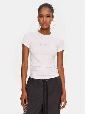Juicy Couture Juicy Couture T-Shirt Dot Ruched JCWCT24311 Biały Slim Fit