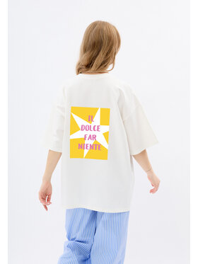 Mirons Mirons T-Shirt Print Biały Oversize