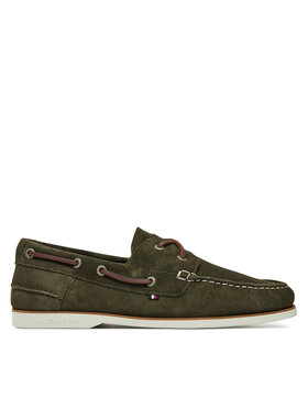 Tommy Hilfiger Tommy Hilfiger Półbuty Th Boat Shoe Core Suede FM0FM05387 Zielony