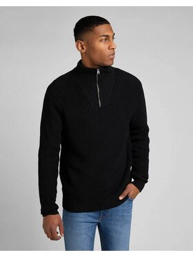 Lee Lee Sweter HALF ZIP KNIT Czarny Regular Fit