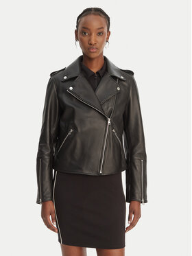 HUGO HUGO Nahkjope Lujana 50551255 Must Regular Fit