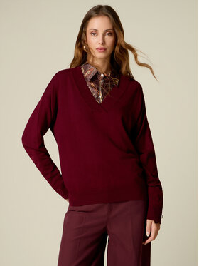 Oltre Oltre Sweter M306J005560N016 Bordowy Regular Fit
