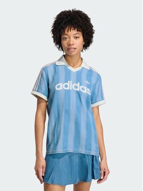 adidas adidas T-Shirt DENIM FOOTBALL Niebieski jasny Loose Fit