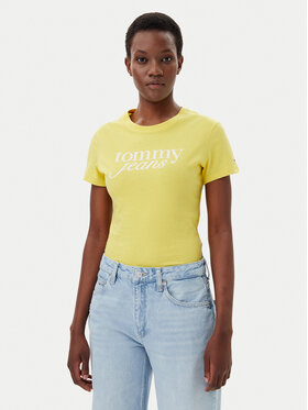 Tommy Jeans Tommy Jeans Póló Essential DW0DW19447 Sárga Slim Fit
