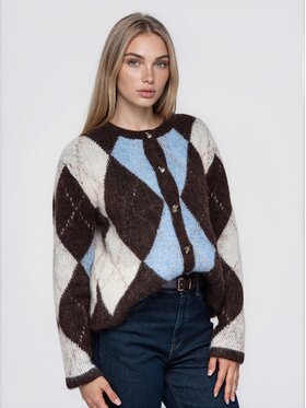 Ombre Ombre Svetr OW-SW-E0072 Hnědá Relaxed Fit