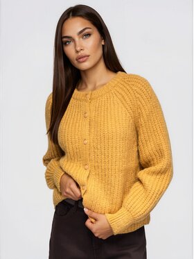 Ombre Ombre Kardigan OW-SW-E0071 Żółty Relaxed Fit