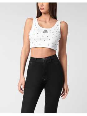 PHILIPP PLEIN PHILIPP PLEIN Tank top 23591 Biały Skin Tight Fit