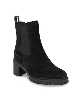 Tommy Hilfiger Tommy Hilfiger Čizme Essential Midheel Suede Bootie FW0FW07522 Crna