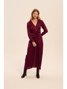 Melismee Stockholm Melismee Stockholm Sukienka codzienna Jedwabna sukienka Lisa wine Bordowy Regular Fit