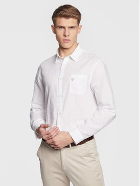 Guess Guess Koszula Roll-Up F3GH00 WO07S Biały Regular Fit