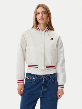 Tommy Jeans Tommy Jeans Μπόμπερ μπουφάν Satin Coach DW0DW20229 Λευκό Regular Fit