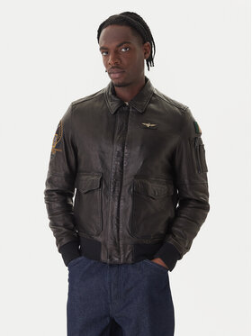 Aeronautica Militare Aeronautica Militare Kožená bunda 252PN0963U100839 Černá Regular Fit