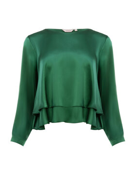 Cat&Cat Cat&Cat Bluzka jedwabna z falbankami Zielony Regular Fit