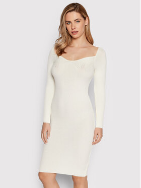 Rinascimento Rinascimento Плетена рокля CFM0010711003 Бял Slim Fit