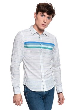 Wrangler Wrangler Koszula LS 1 PKT SHIRT Biały Slim Fit