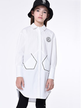 Karl Lagerfeld Kids Karl Lagerfeld Kids Sukienka koszulowa Z12252 S Biały Regular Fit