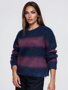 Ombre Ombre Sweter OW-SW-E0073 Granatowy Oversize