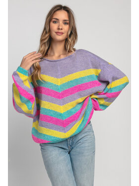 Fobya Fobya Sweter F1970 Fioletowy Loose Fit