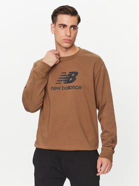 New Balance New Balance Pulóver Essentials Stacked Logo French Terry Crewneck MT31538 Barna Regular Fit
