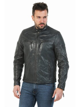 David Ryan David Ryan Kurtka skórzana RON Niebieski Slim Fit