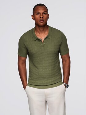 Ombre Ombre Polo OM-POSS-0157 Zielony Slim Fit