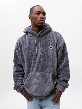 Jigga Wear Jigga Wear Bluza szeroka luźna ciepła plusz miś 129585 Szary Regular Fit