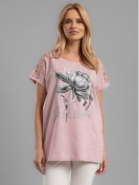 Perso Perso T-Shirt TCE242202F Różowy Regular Fit