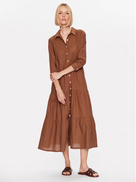 Iconique Iconique Рокля тип риза IC23 049 Кафяв Regular Fit