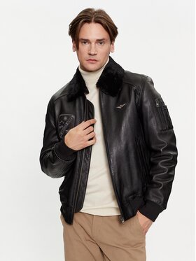 Aeronautica Militare Aeronautica Militare Кожено яке 232PN936PL199 Черен Regular Fit