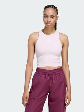 adidas adidas Top Essentials Ribbed Różowy Slim Fit