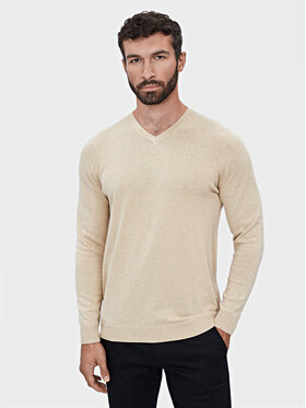 Evenemen Evenemen Sweter V-NECK BEIGE Beżowy Slim Fit