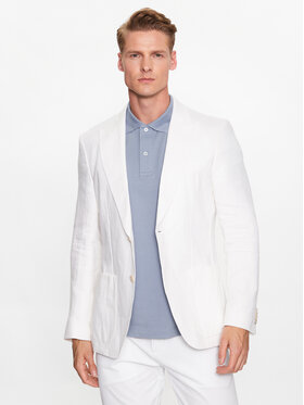 Boss Boss Švarkas H-Hutson-Peak-232 50489376 Balta Slim Fit